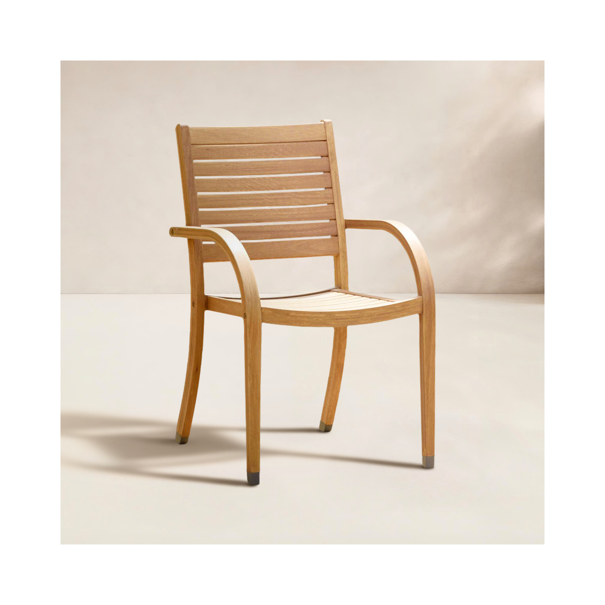 Alyisa Wood Patio Dining Chairs, Light Wood
