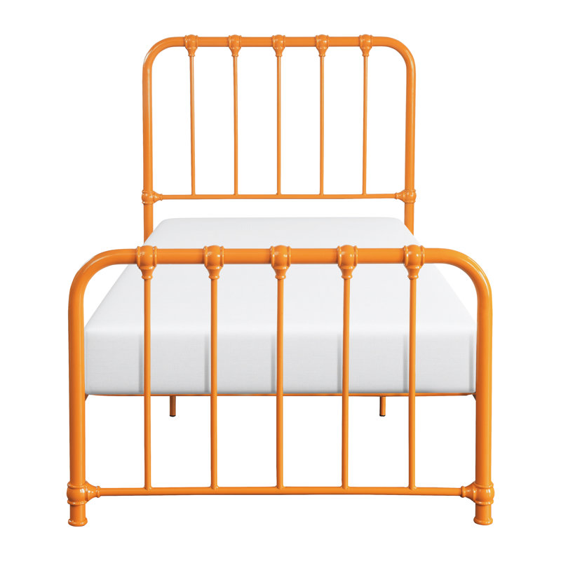 Lit plateforme orange en métal pour lit simple, sans sommier, lit simple pour article essentiel, ameublement idéal