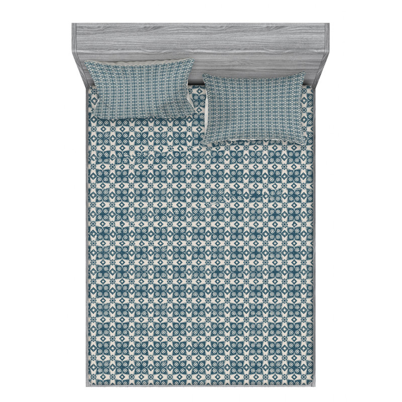 Microfiber Floral Sheet Set, Queen Sheet Set with Fitted Sheet