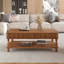 Table basse à plateau relevable en bois massif cannelé et pieds romains - brun rétro, 47,24 po