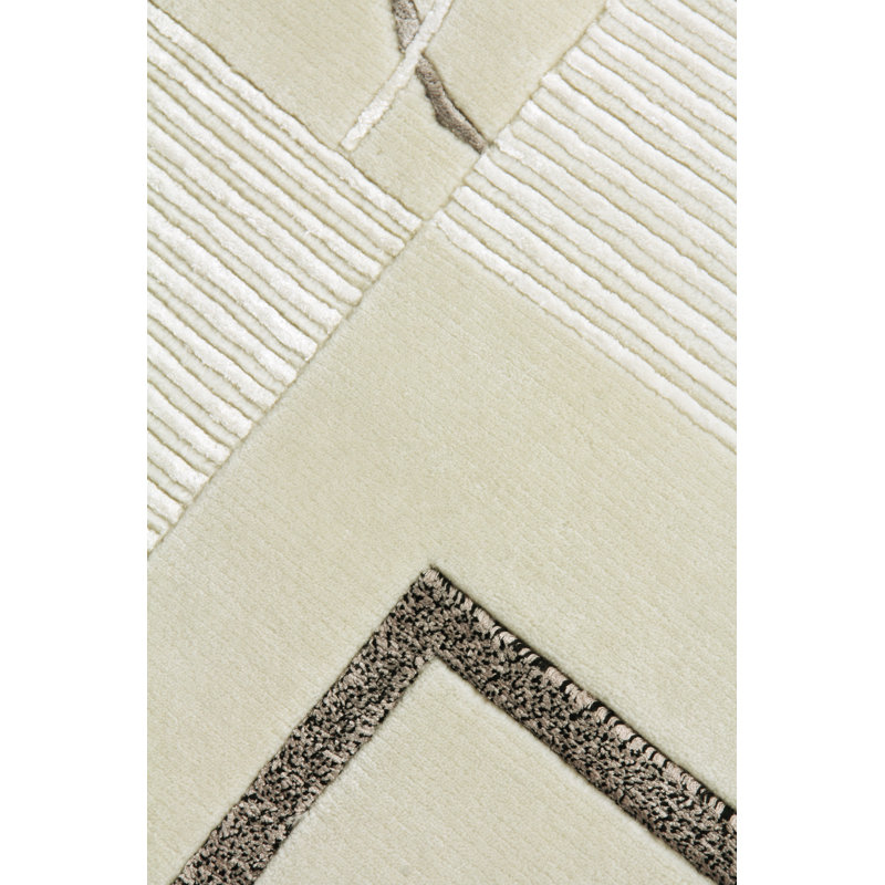 Super Tibetan hand-knotted Wool/Bamboo Silk Ivory Area Rug