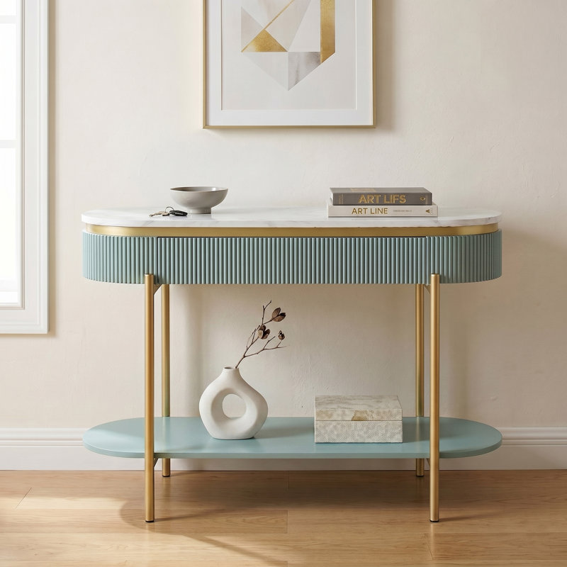 Bembry 48'' Console Table, Green/Gold