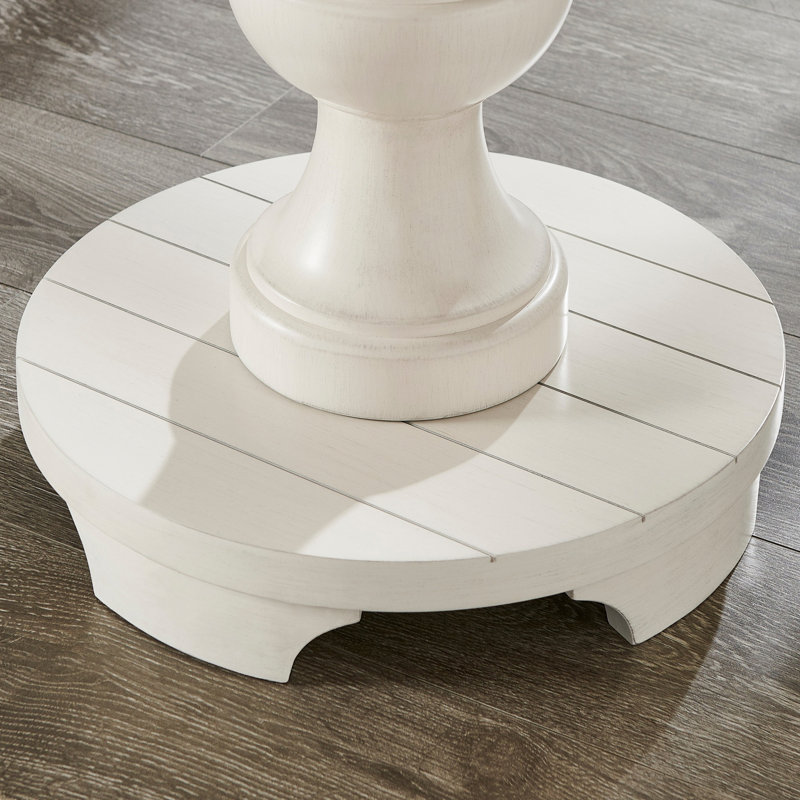 Table de bout ronde traditionnelle avec base piédestal, Blanc