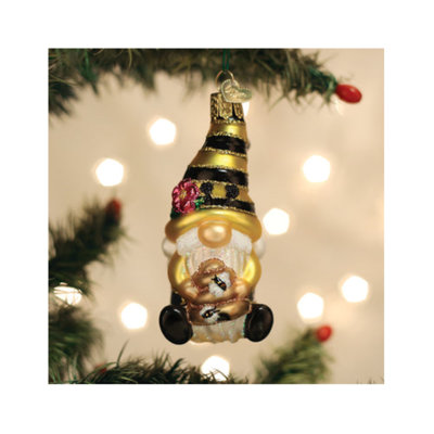 Old World Christmas Glass Blown Ornament for Christmas Tree, Bee Happy Gnome