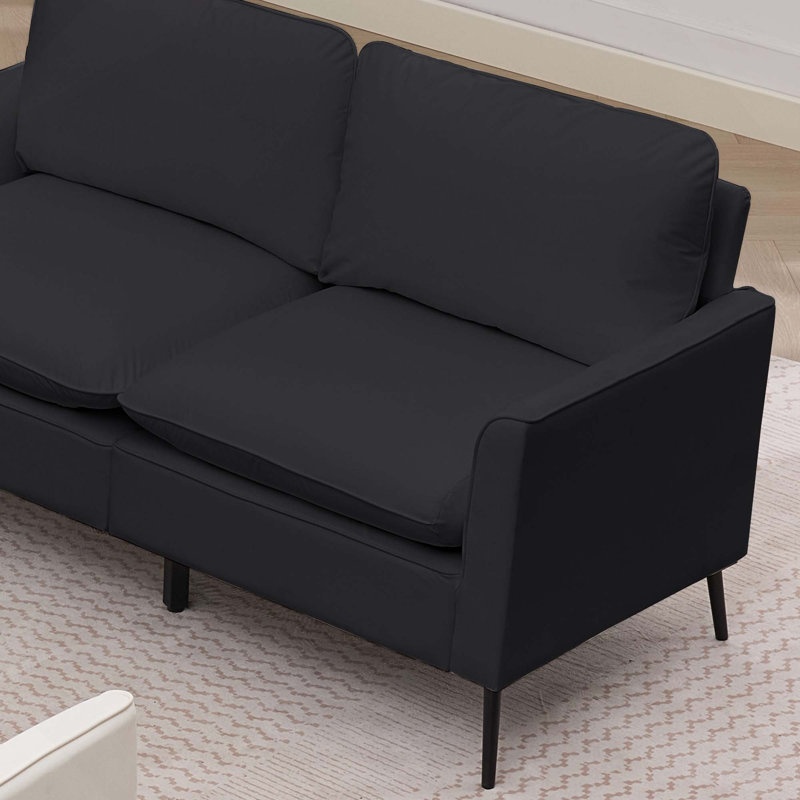Causeuse rembourrée en similicuir Nordic, Black