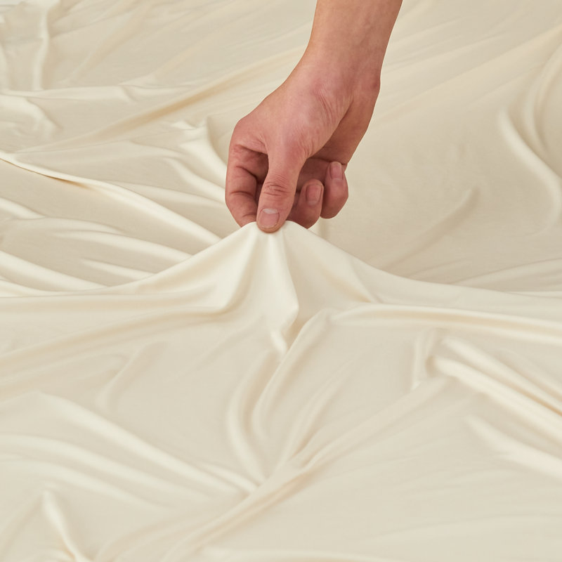 Beige and White Queen Performance Microfiber Sheet Set