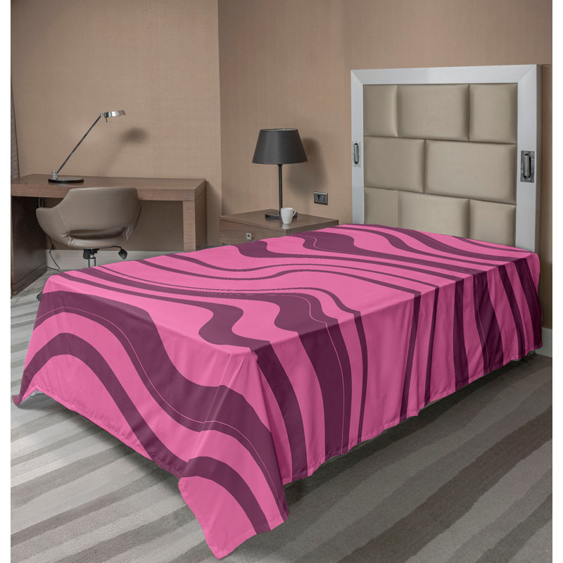 Drap plat moderne de style bohème Ambesonne, Drap plat pour lit simple TG, Rose pastel / motif abstrait rose séchée