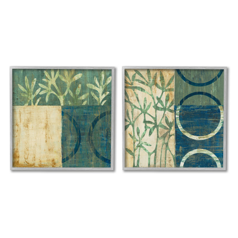 «Stupell Industries Modern Botanical Shapes», ensemble de 2 giclées encadrées par Liz Jardine, H 17 po x l 17 po x P 1,5 po