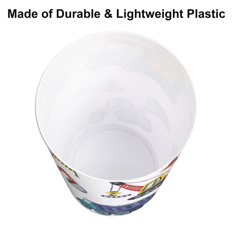 White Plastic Construction Site Themed Wastebasket
