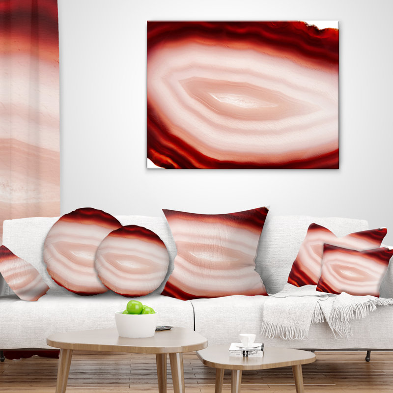  Coussin en cristal abstrait avec agate abstraite et calcédoine, 16 po x 16 po, Coussin décoratif, Orange