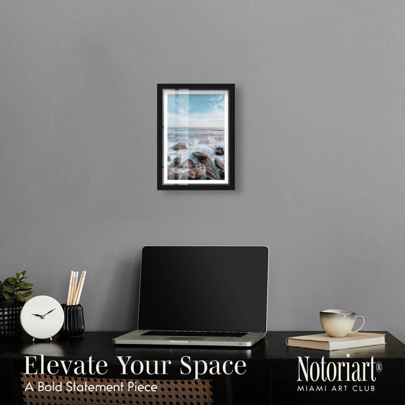 «Rocky Beach Dynamics Shadowbox Print Coastal Art Prints» par Notoriart, Noir, H 16 po x l 11 po