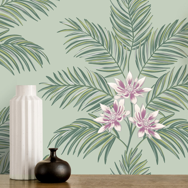 Bali Tropical Floral Wallpaper, Green