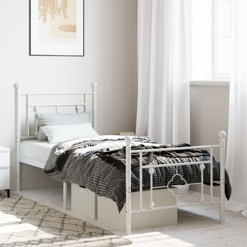 Aceion Metal Bed, Double (4'6), White