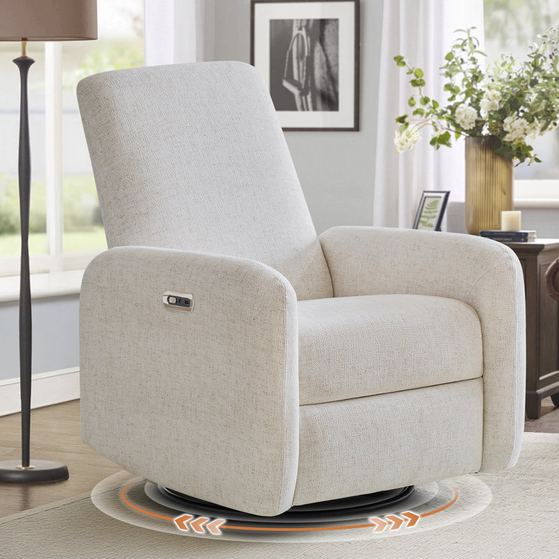 Fauteuil inclinable électrique oscillant pivotant de 31,1 po Zisel avec chenille USB intégrée beige