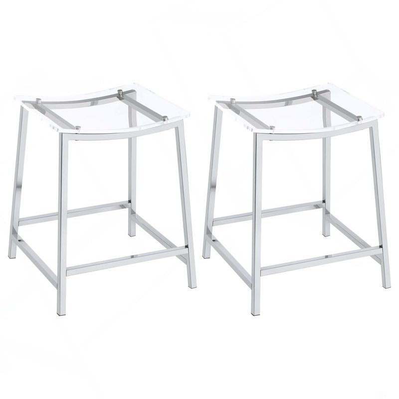 Tabouret chromé sans dossier (ensemble de 2), Tabouret de comptoir (siège d'une hauteur de 24 p