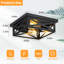 Lot de 2 plafonniers carrés noirs mats à 2 lumières, style industriel, structure métallique ajourée, à fixer au plafond. Luminaire rustique de style ferme pour couloir ou entrée.