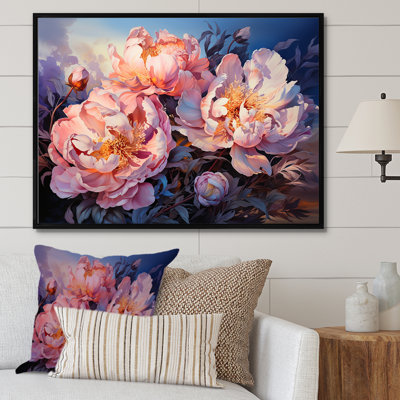 Pivoines magiques au coucher du soleil II - salon d'art mural pivoines