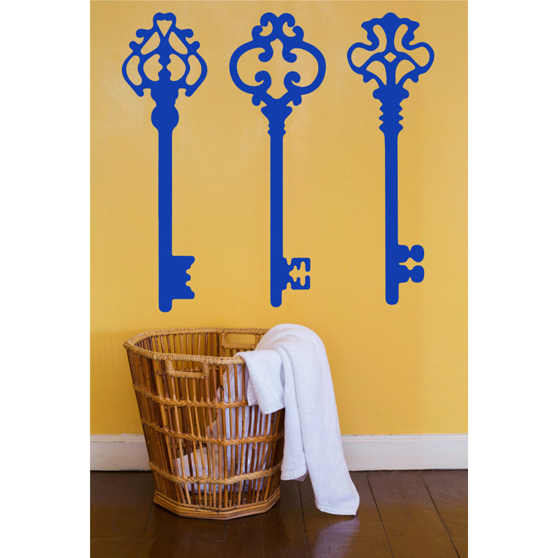 Décalcomanie murale clés squelettes, H 45 po x l 46 po x P 0,01 po, Bleu foncé