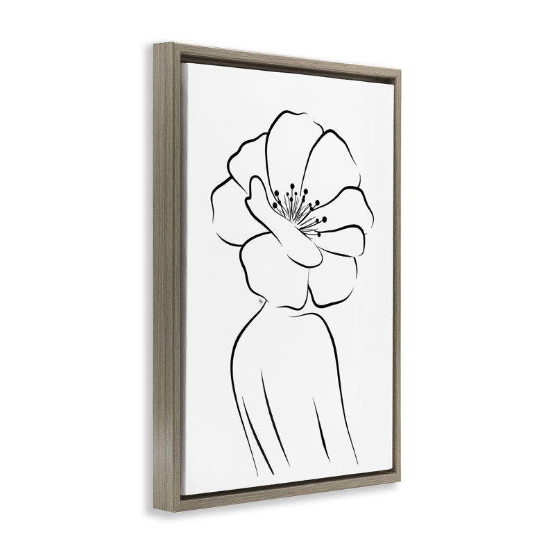 «Flower Head Silhouette Floater», art mural par Martina Pavlova, H 25 po x l 17 po, Cadre flottant orme Montalcino