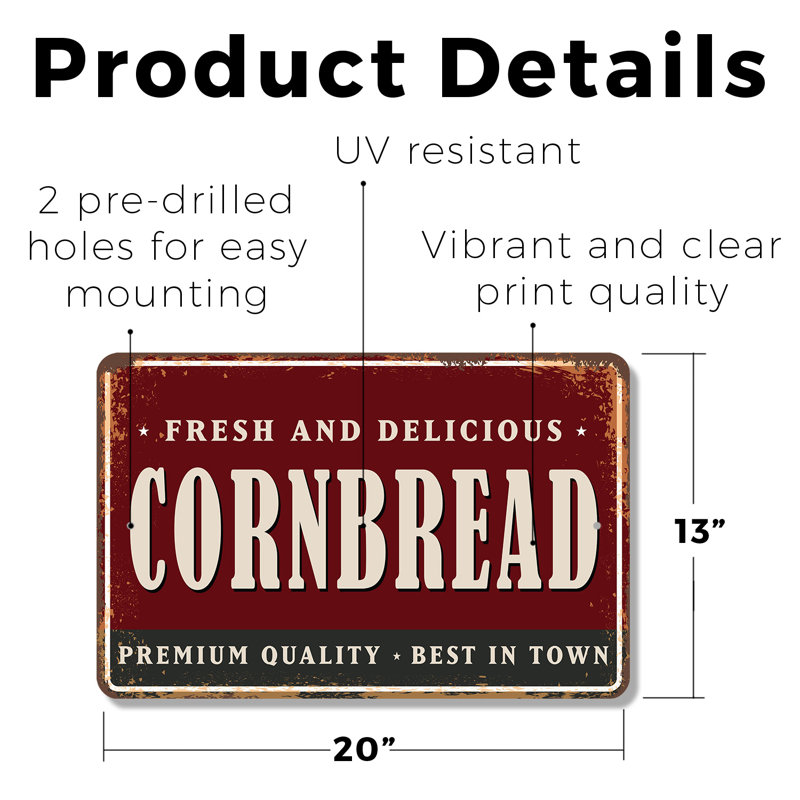 Plaque en plastique Cornbread Street 13 po x 20 po
