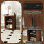 Table de bout en bois 23,62 po avec station de charge, table d'appoint ronde avec portes coulissantes et tablette de rangement (ensemble de 2)-1154163665