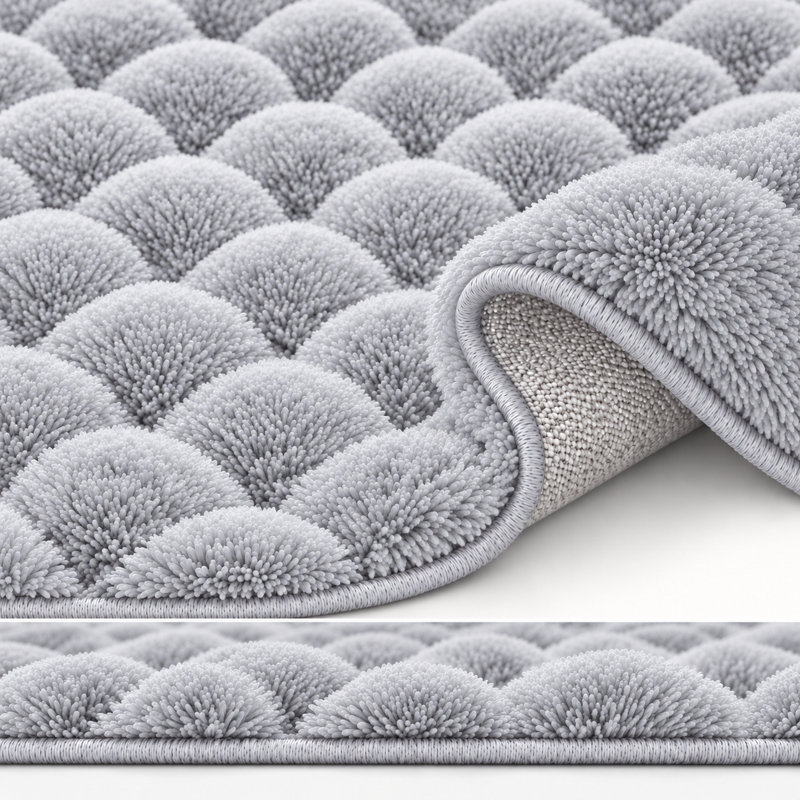Aspire Homeware Grey Bubble Texture Area Rug, GREY, 60x110cm