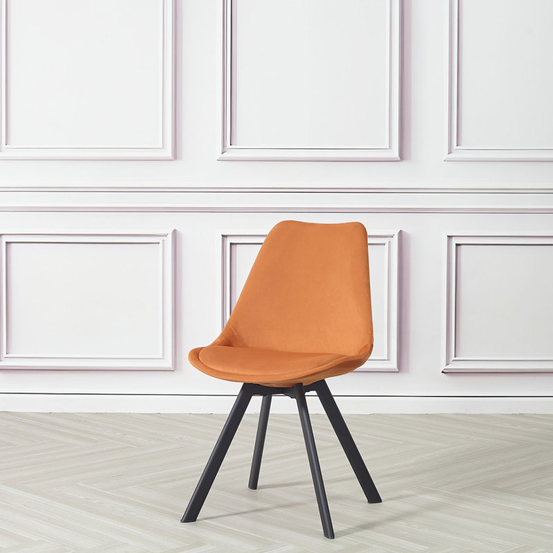 4 Rivas Velvet Upholstered Dining Chairs, Orange, 4
