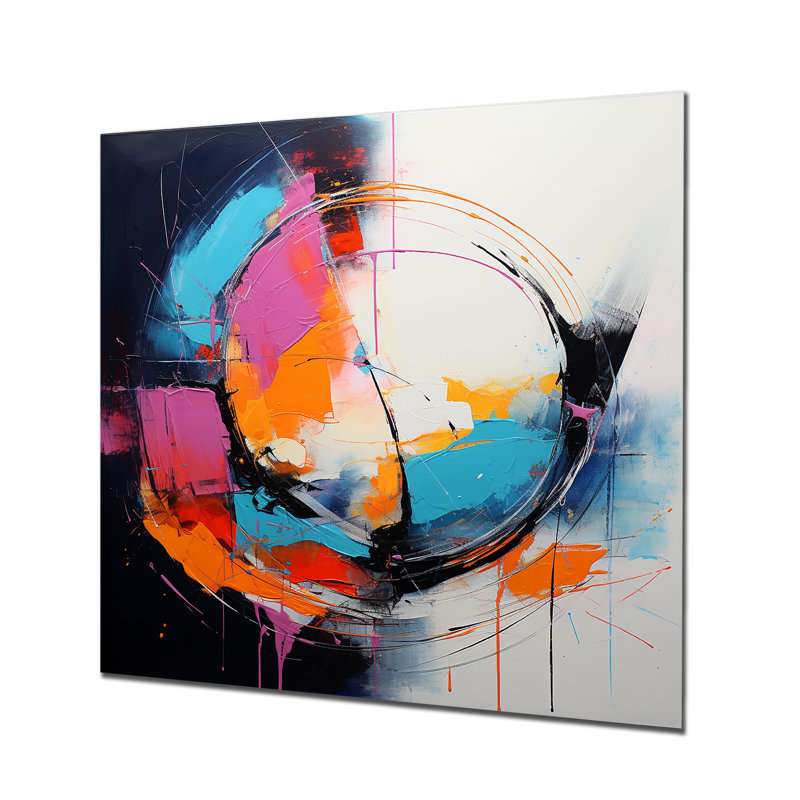 «Blue and Pink Paint Ink Expression III», impression d'art mural en métal fractal, H 29 po x l 29 po