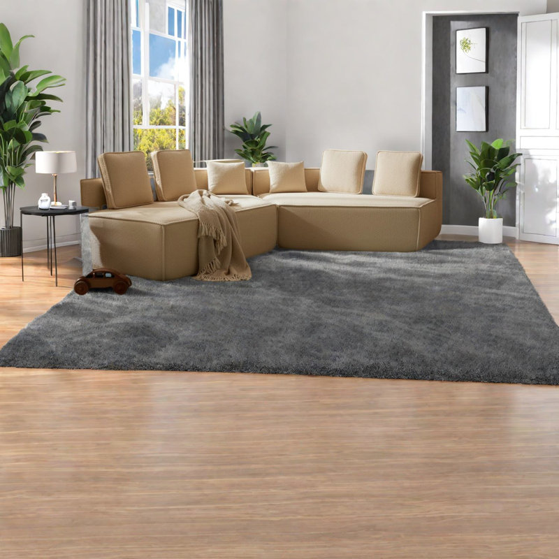Spacious Teddy Velvet Sectionals, Cozy Family Sofa, Modern Design