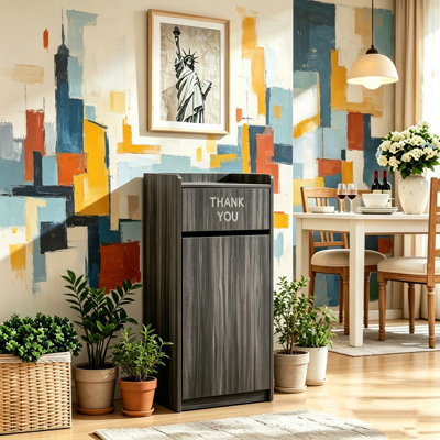 Commercial 40-Gallon Wooden Trash Can Cabinet – Hinged Door, Odor Sealing, Tray Holder for Restaurant/Buffet/Home Kitchen, Easy Assembly, 46"H x 31.4"W x 22"D