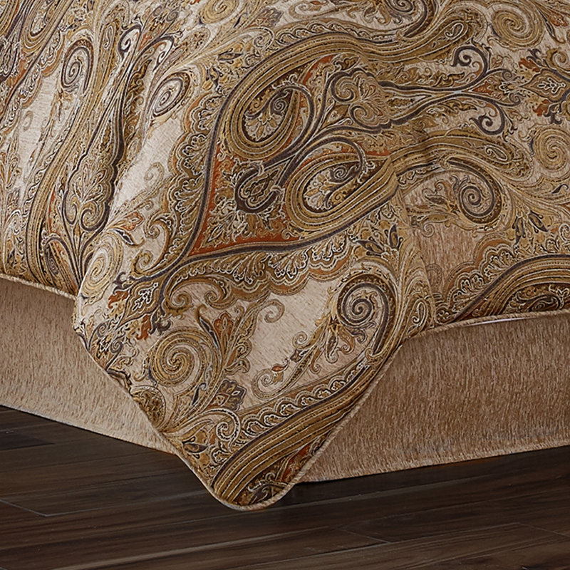 Luciana - 4 pièces Ensemble d'édredon, Édredon pour très grand lit + 2 taies décorativ, Beige