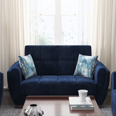 Revêtement en chenille bleu avec rangement: confortable, polyvalent, s'adapte aux petits espaces, avec fonction de soutien de poids de 600 lb, bleu, pour toute pièce, limite