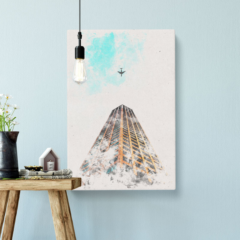 Airplane Flying Above Tokyo - Wrapped Canvas, 45cm H x 30cm W x 4cm D