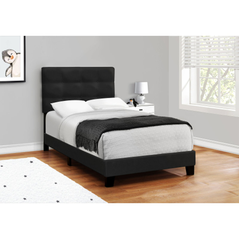 Lit, taille simple, tapissier, chambre à coucher, cadre seulement, jeunesse, adolescent, juvénile, transitionnel, Velours