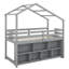 Lit mezzanine simple avec cadre de toit, étagère de rangement sous le lit-1303989718