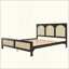 Lit plateforme en bois avec tête et pied de lit en rotin-497529663-497529661