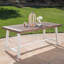 Table de salle à manger d'extérieur en bois et structure en métal rustique blanc, finition brun foncé, 29,5 po de hauteur, 70,0 po de largeur, 35,06 po de profondeur, 300 lb de capacité, pièces d'assemblage
