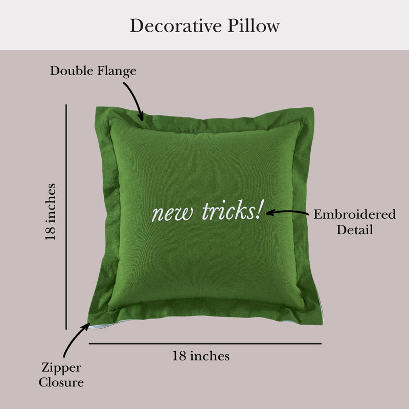 Kate Spade New York Old Habits, New Tricks Reversible Throw Pillow, 18" x 18" Green Decorative Pillow , Green
