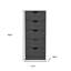 18" Grey Five Drawer Standard Chest