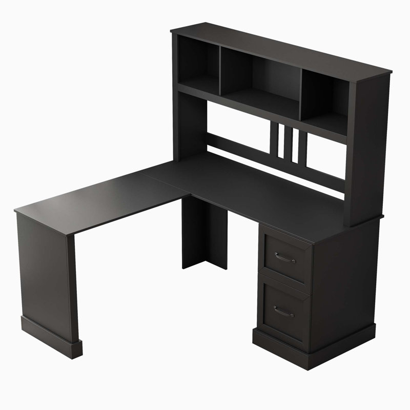 Melaniece Computer Desk, Antique Black, 64.96" H x 59.84" W x 23.19" D