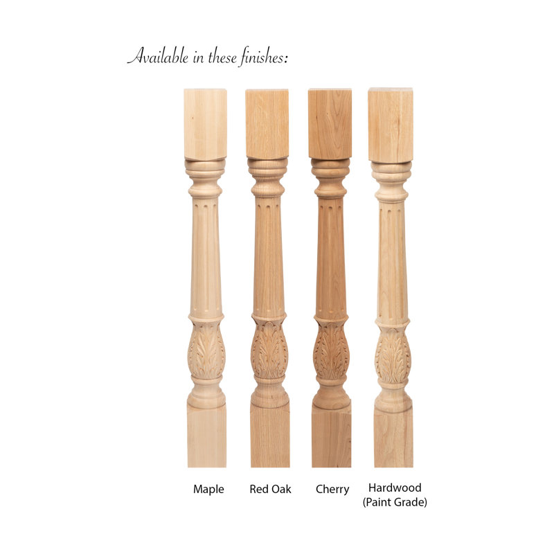 Maple Unfinished Acanthus Leaf Kitchen Island Legs Set of 4