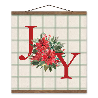 Joy Pointsettia On Canvas Print -  The Holiday Aisle®, 4C751A815DC049628F55F578D14185D5
