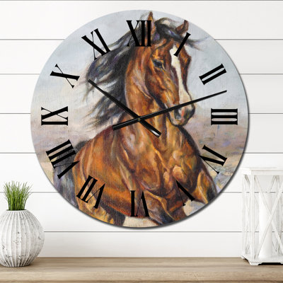 Portrait d'un cheval dans la course - Horloge murale traditionnelle
