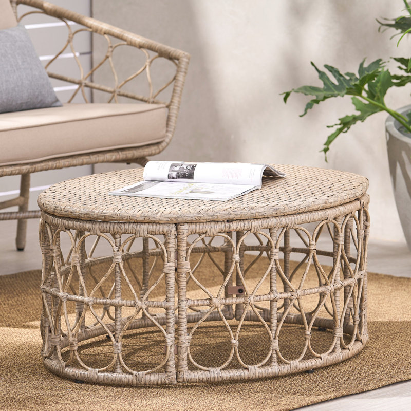 Table basse d'extérieur, P 24,51 po x l 32,49 po, H 15,05 po, brun, capacité de charge de 225 lb