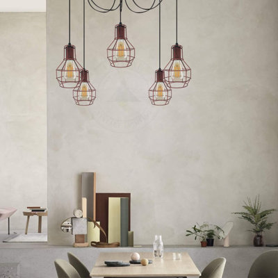 - Light Rustic Red Cluster Pendant