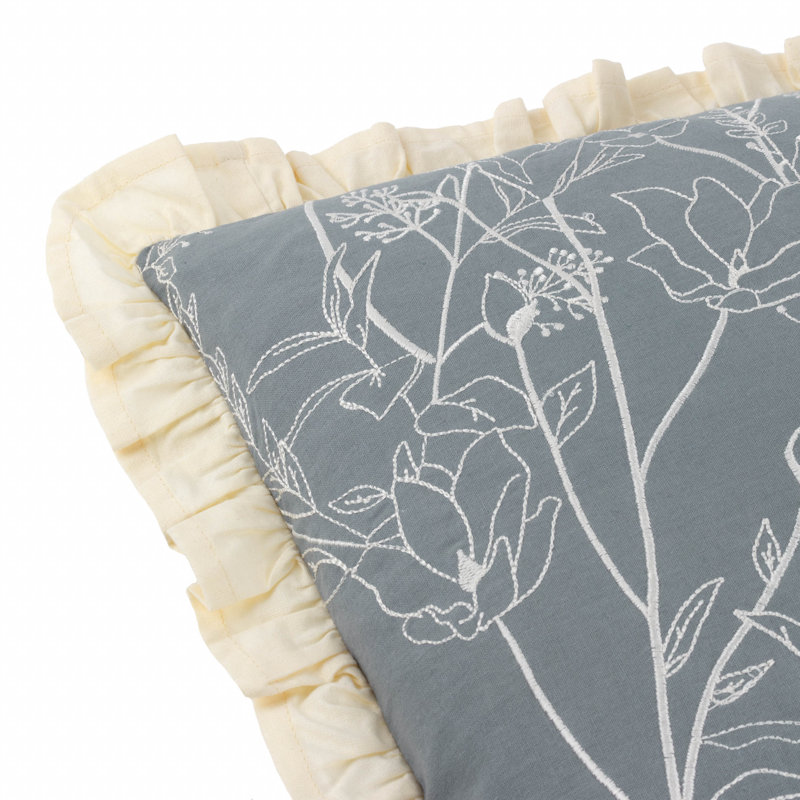Skiatook Floral Rectangular Throw Cushion With Filling, Blue