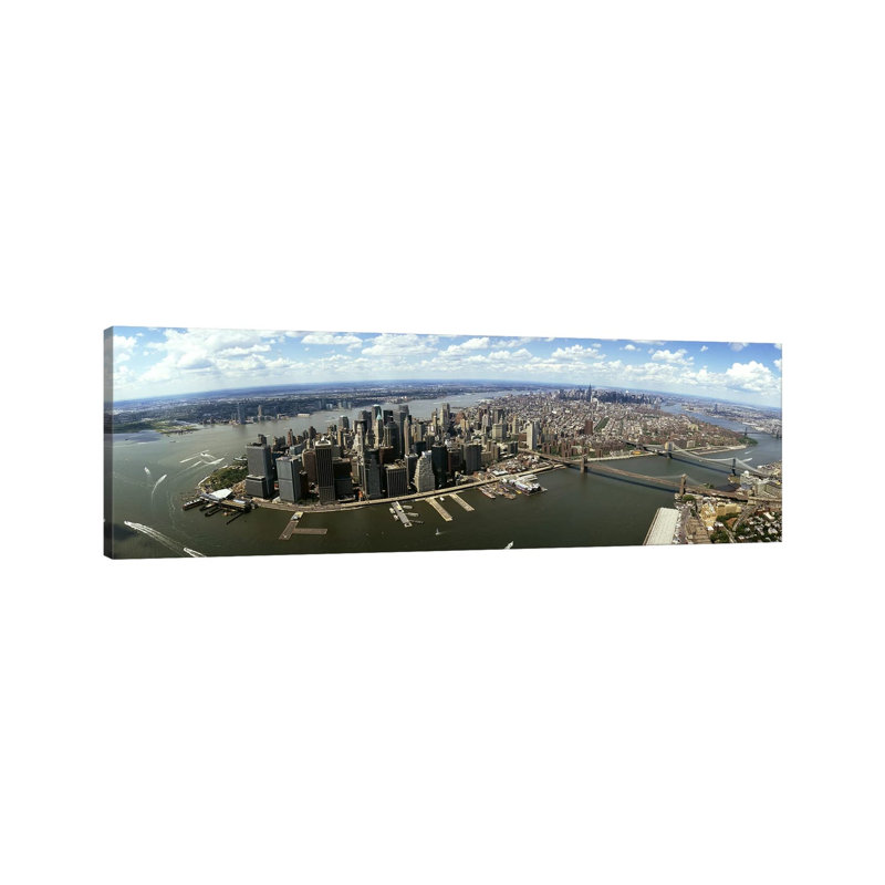 Aerial View Of Buildings In A City, New York City, New York State, USA - Wrapped Canvas Panoramic Print