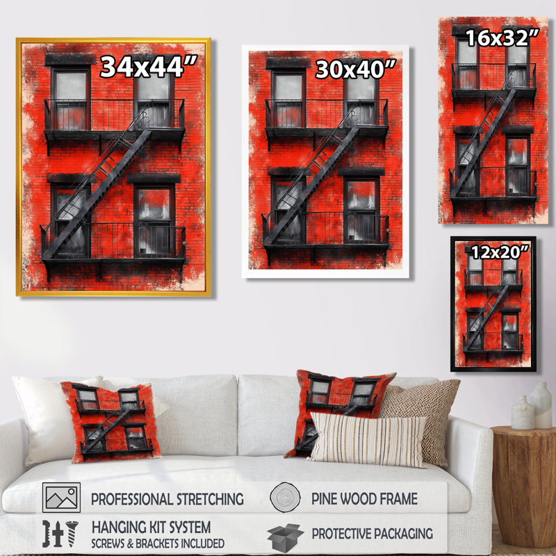 Toile murale brique, art mural de secours, Petrova, Toile tendue, H 44 po x l 34 po