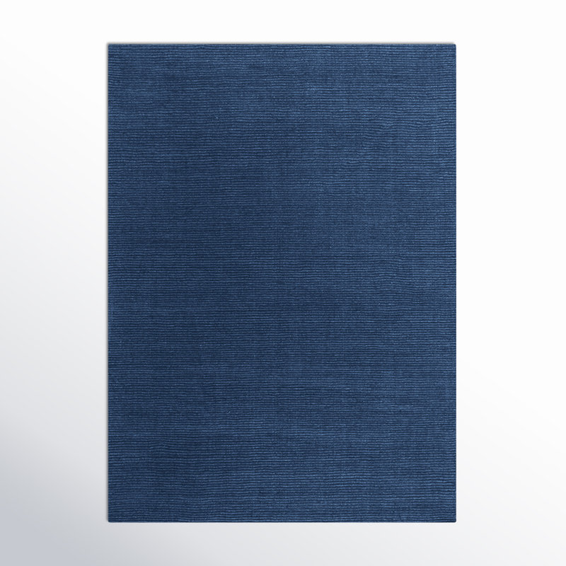 Crowe Handmade Wool Dark Blue Area Rug, Rectangle 5' x 8'