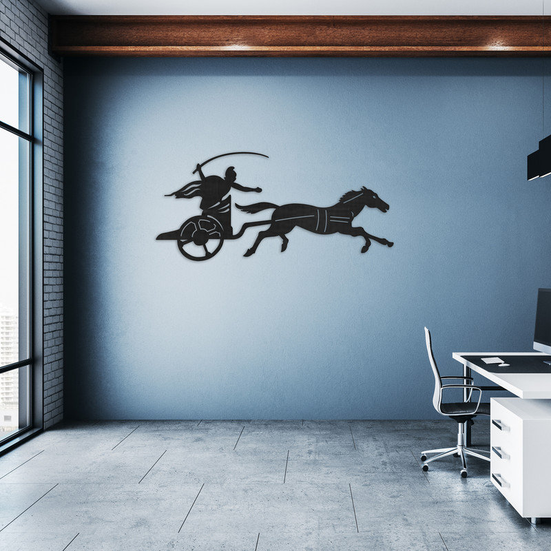 Art mural abstrait de la course de chevaux - ACM, H 46 po x l 21,1 po x P 0,25 po, Argent
